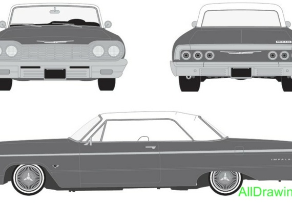 Chevrolet Impala (1964) - drawings (drawings) of the car